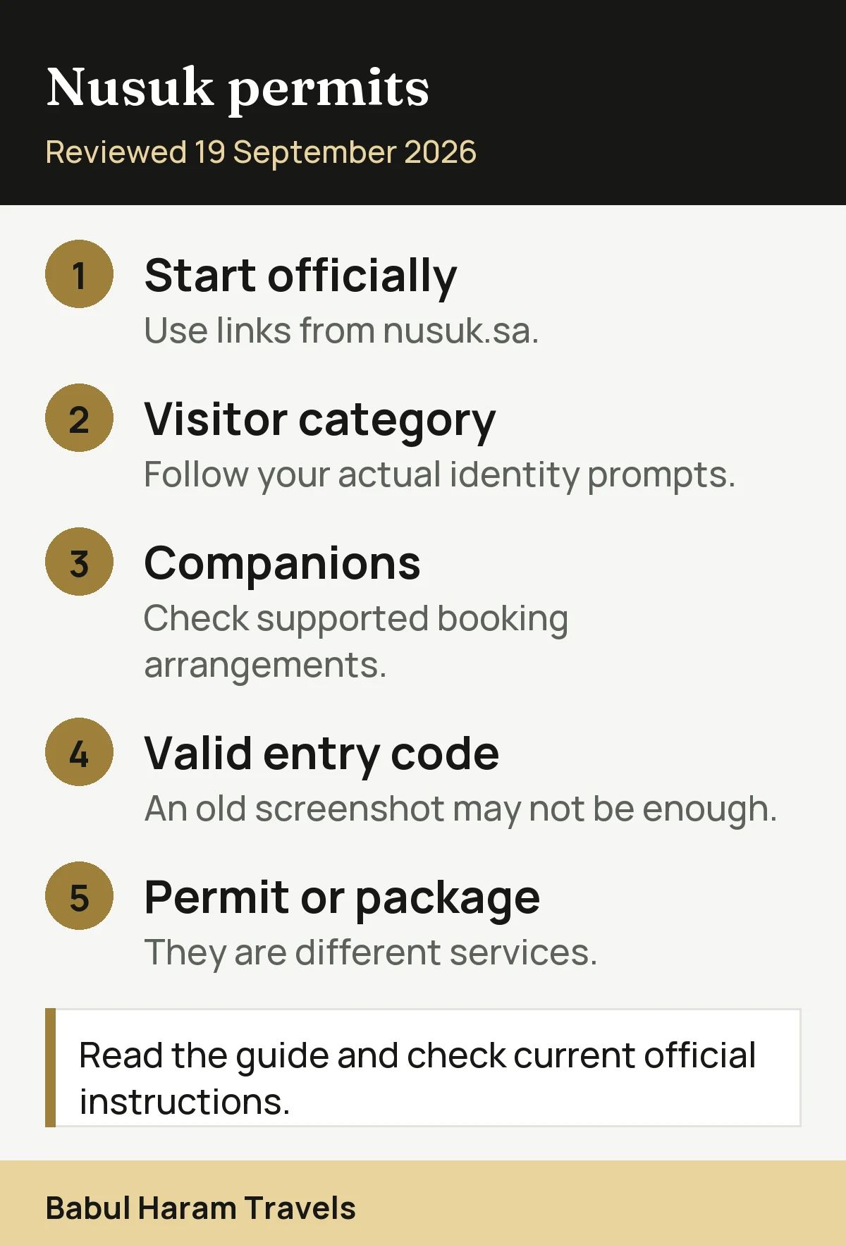Summary card for setting up the Nusuk app from the UK