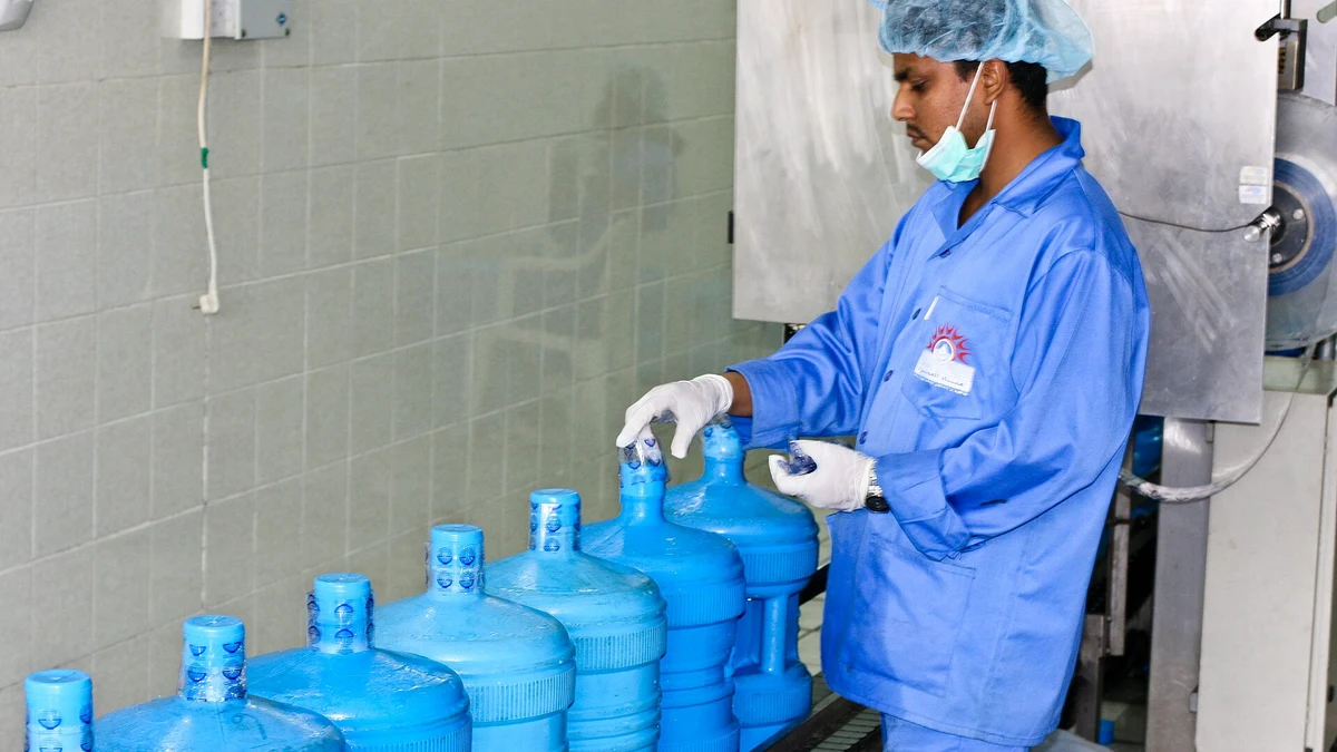 Zamzam bottles being sealed